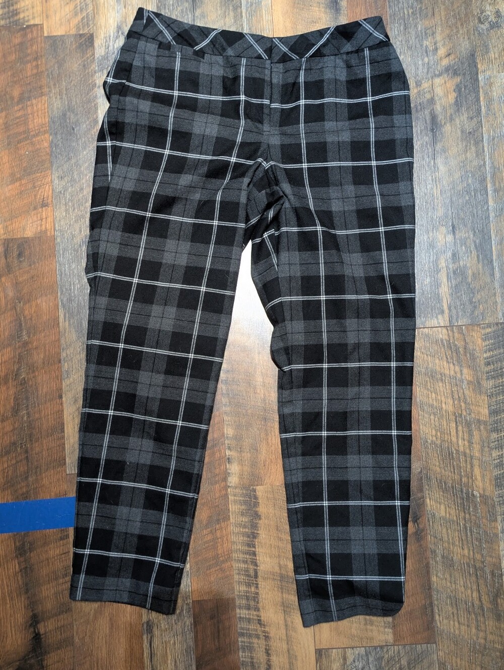 Black and Gray Plaid Trousers